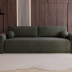 Couch Lusi mit Schlaffunktion und Bettkasten, Vena-Stoff Grün