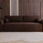Couch Lusi mit Schlaffunktion und Bettkasten, Vena-Stoff Braun